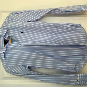 Ralph Lauren light blue with white stripes button down shirt, size 6